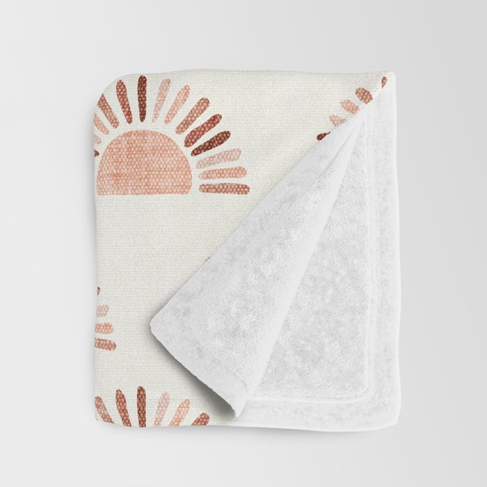 block print suns - multi colored terra cotta Throw Blanket Gallery Image 3