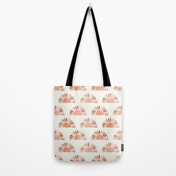 block print suns - multi colored terra cotta Tote Bag Gallery Image 2
