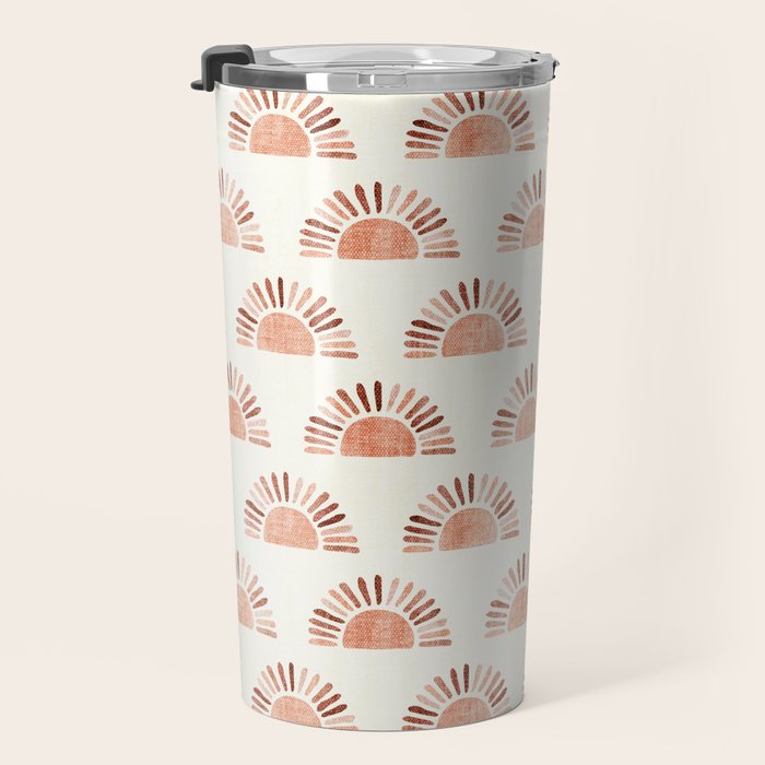 block print suns - multi colored terra cotta Travel Mug Gallery Image 3