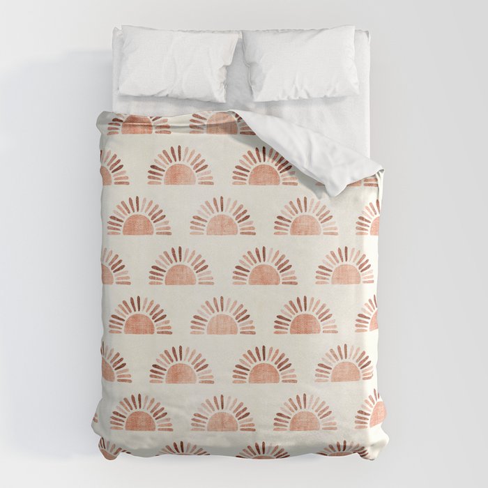 block print suns - multi colored terra cotta Duvet Cover Gallery Image 6