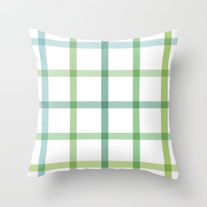 Retro Tonal Green Spring Check Pattern Throw Pillow Gallery Image 1