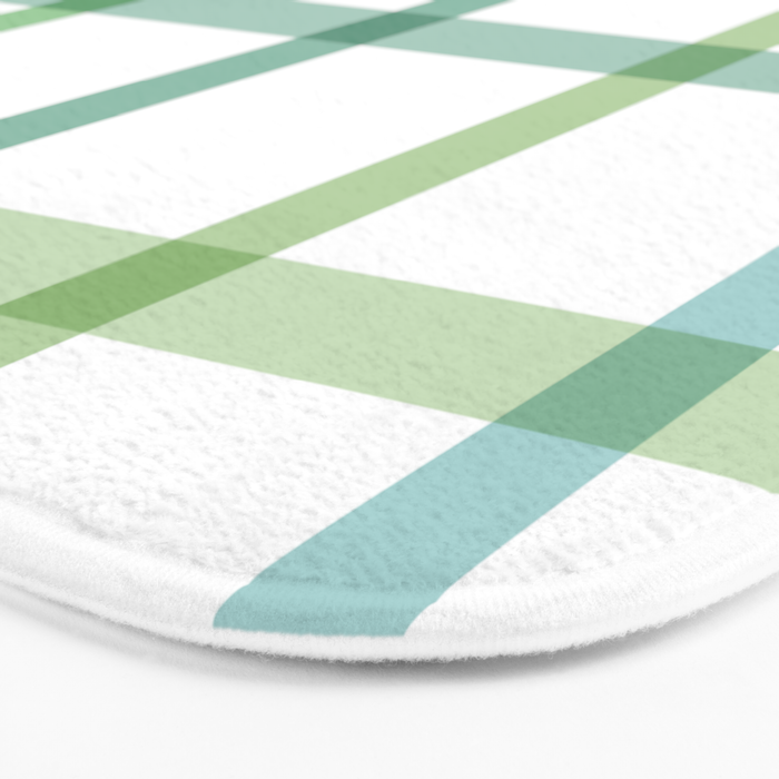 Retro Tonal Green Spring Check Pattern Bath Mat Gallery Image 3