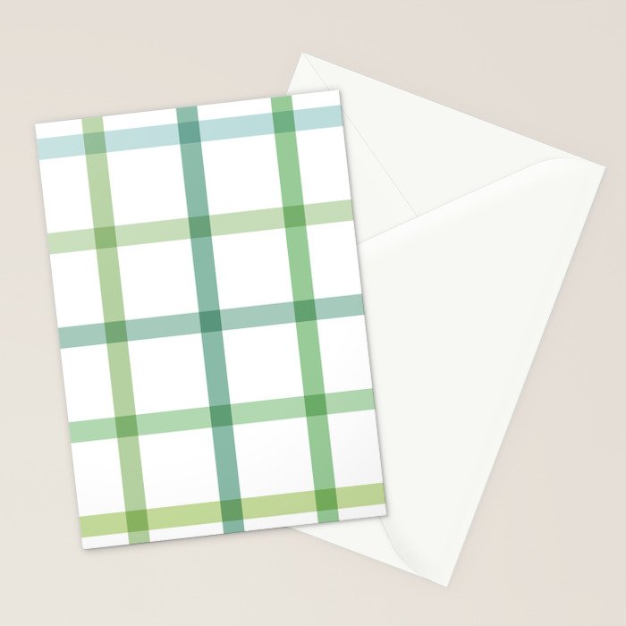 Retro Tonal Green Spring Check Pattern Stationery Card Gallery Image 2