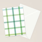 Retro Tonal Green Spring Check Pattern Stationery Card Gallery Image 2