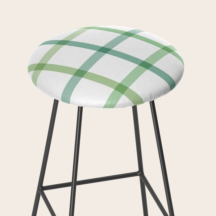 Retro Tonal Green Spring Check Pattern Stool Gallery Image 2