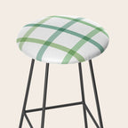 Retro Tonal Green Spring Check Pattern Stool Gallery Image 2