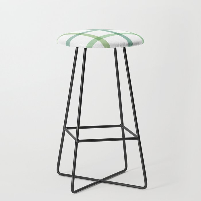 Retro Tonal Green Spring Check Pattern Stool Gallery Image 1