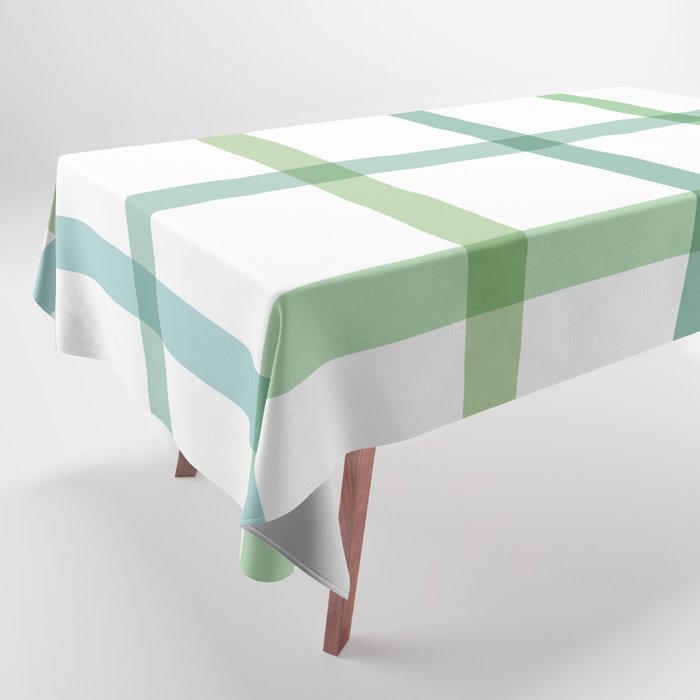 Retro Tonal Green Spring Check Pattern Tablecloth Gallery Image 1
