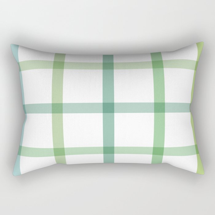 Retro Tonal Green Spring Check Pattern Rectangular Pillow Gallery Image 1
