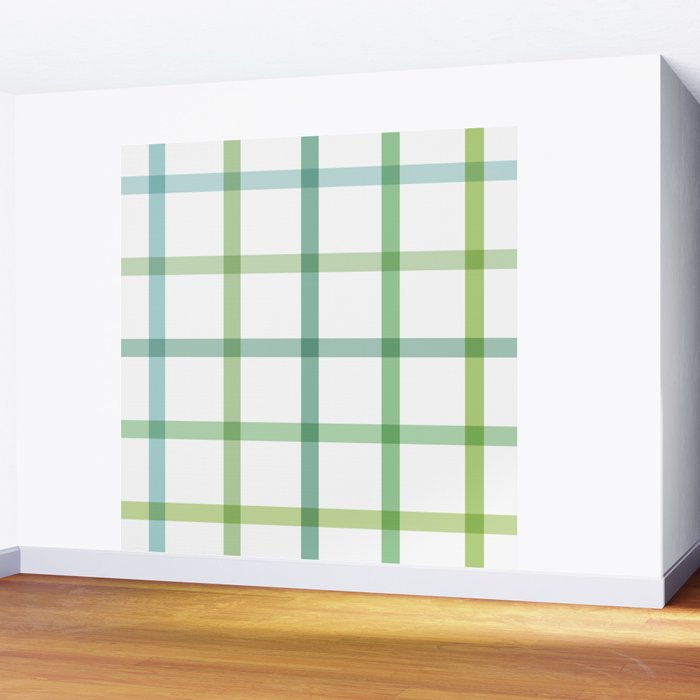 Retro Tonal Green Spring Check Pattern Wall Mural Gallery Image 2