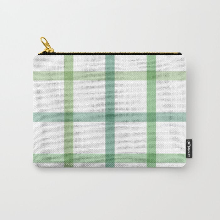 Retro Tonal Green Spring Check Pattern Carry All Pouch Gallery Image 1