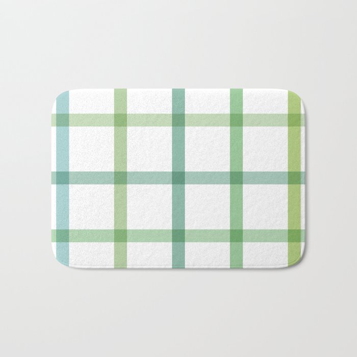 Retro Tonal Green Spring Check Pattern Bath Mat Gallery Image 1