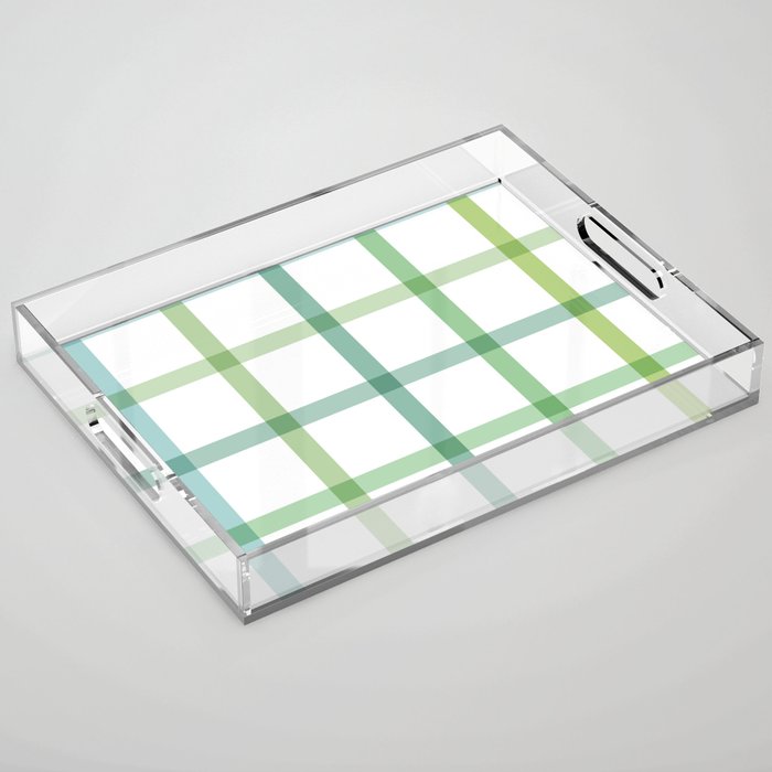 Retro Tonal Green Spring Check Pattern Acrylic Tray Gallery Image 1