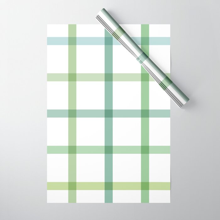 Retro Tonal Green Spring Check Pattern Wrapping Paper Gallery Image 1