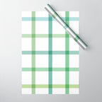 Retro Tonal Green Spring Check Pattern Wrapping Paper Gallery Image 1
