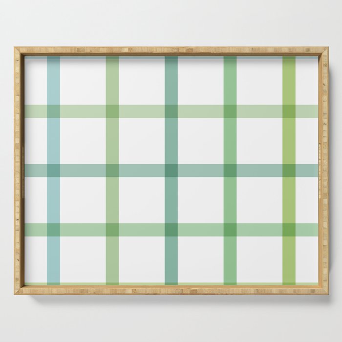 Retro Tonal Green Spring Check Pattern Serving Tray Gallery Image 1