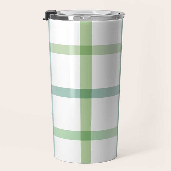 Retro Tonal Green Spring Check Pattern Travel Mug Gallery Image 3