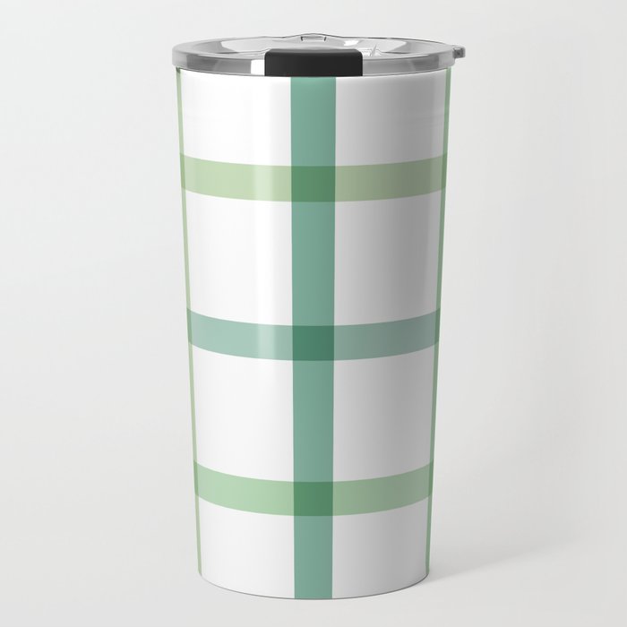 Retro Tonal Green Spring Check Pattern Travel Mug Gallery Image 1