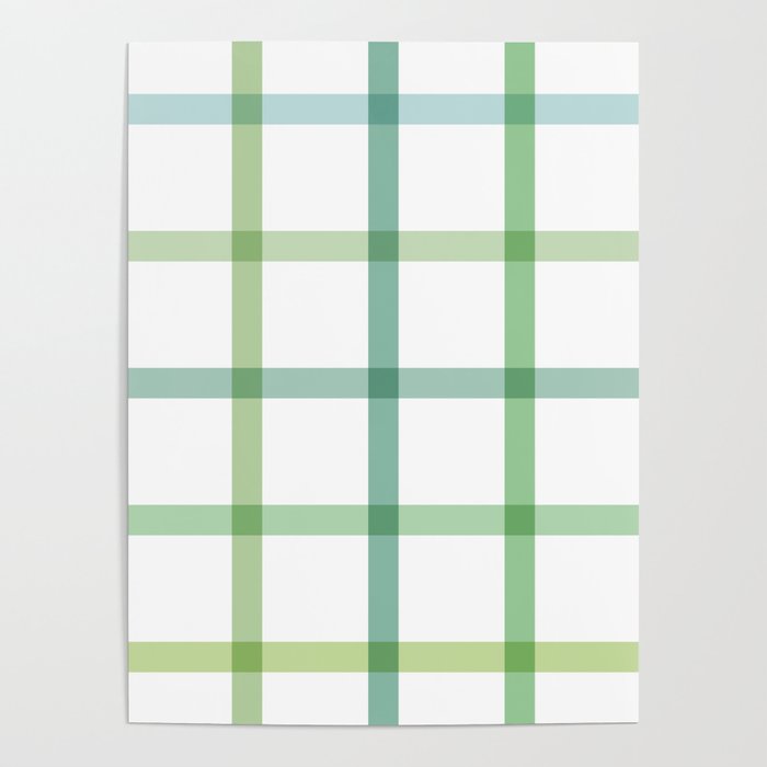 Retro Tonal Green Spring Check Pattern Poster Gallery Image 4
