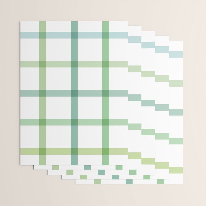Retro Tonal Green Spring Check Pattern Wrapping Paper Gallery Image 3