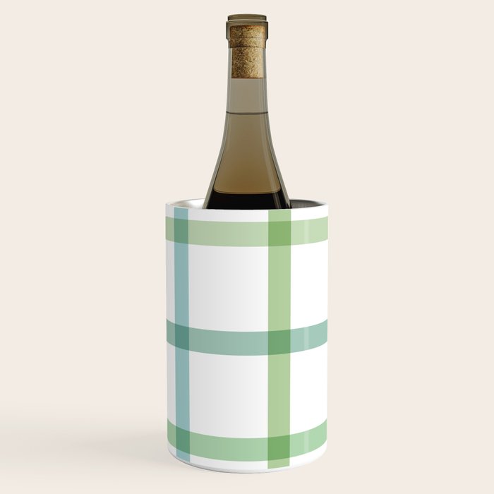Retro Tonal Green Spring Check Pattern Wine Chiller Gallery Image 2