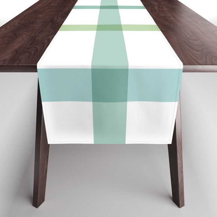 Retro Tonal Green Spring Check Pattern Table Runner Gallery Image 1