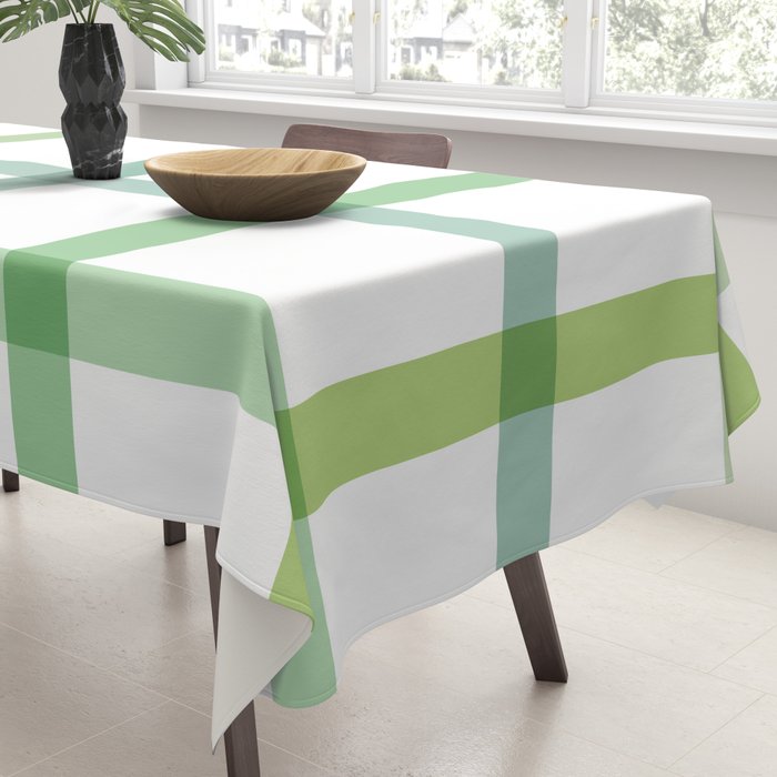 Retro Tonal Green Spring Check Pattern Tablecloth Gallery Image 3