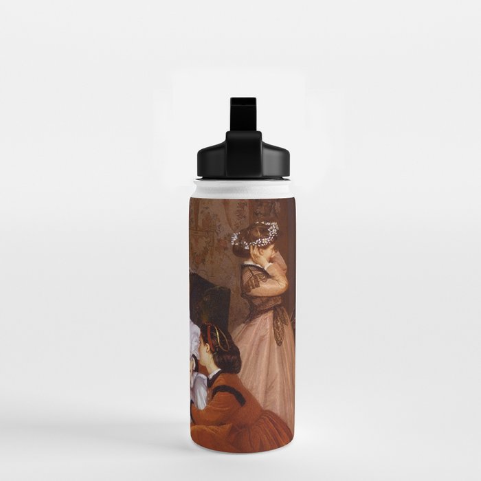 The Reluctant Bride | The Hesitant Fiancee still life female portrait painting by Auguste Toulmouche Water Bottle Gallery Image 2