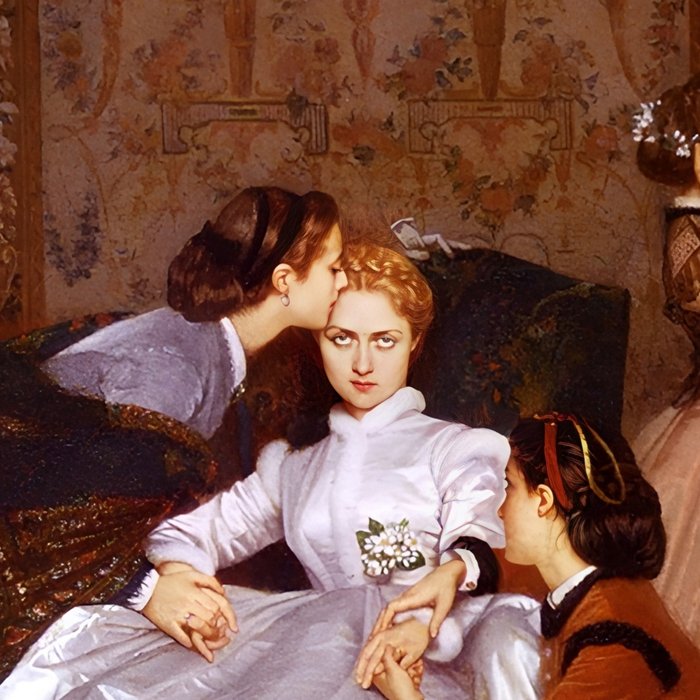 The Reluctant Bride | The Hesitant Fiancee still life female portrait painting by Auguste Toulmouche Coffee Mug Gallery Image 2