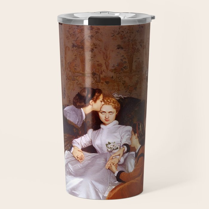 The Reluctant Bride | The Hesitant Fiancee still life female portrait painting by Auguste Toulmouche Travel Mug Gallery Image 1