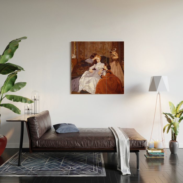 The Reluctant Bride | The Hesitant Fiancee still life female portrait painting by Auguste Toulmouche Wood Wall Art Gallery Image 2