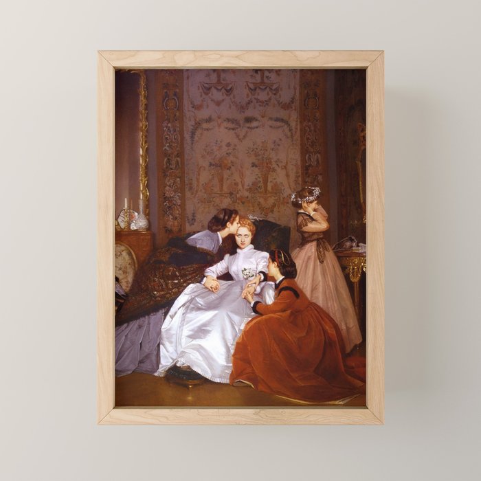 The Reluctant Bride | The Hesitant Fiancee still life female portrait painting by Auguste Toulmouche Mini Art Print Gallery Image 1