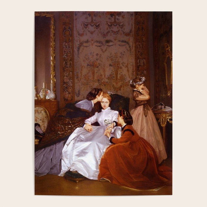 The Reluctant Bride | The Hesitant Fiancee still life female portrait painting by Auguste Toulmouche Poster Gallery Image 1