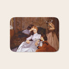 The Reluctant Bride | The Hesitant Fiancee still life female portrait painting by Auguste Toulmouche Bath Mat Gallery Image 1