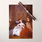 The Reluctant Bride | The Hesitant Fiancee still life female portrait painting by Auguste Toulmouche Wrapping Paper Gallery Image 1