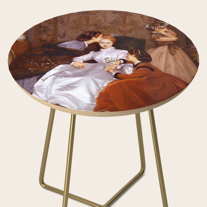 The Reluctant Bride | The Hesitant Fiancee still life female portrait painting by Auguste Toulmouche Side Table Gallery Image 2