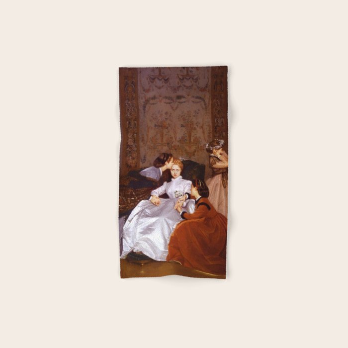 The Reluctant Bride | The Hesitant Fiancee still life female portrait painting by Auguste Toulmouche Bath Towel Gallery Image 1