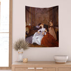 The Reluctant Bride | The Hesitant Fiancee still life female portrait painting by Auguste Toulmouche Wall Tapestry Gallery Image 2