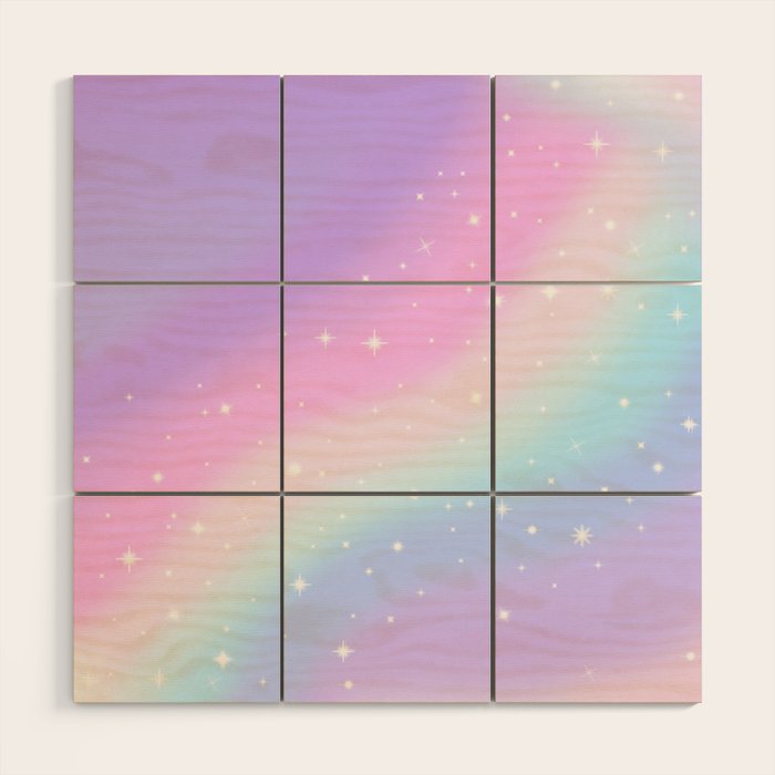 Kawaii Rainbow Magic Wood Wall Art Gallery Image 1