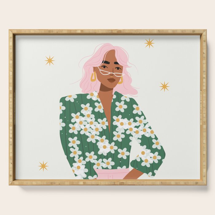 Strike a Pose Pink and Green Palette Serving Tray Gallery Image 1