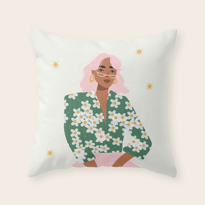 Strike a Pose Pink and Green Palette Throw Pillow Gallery Image 6