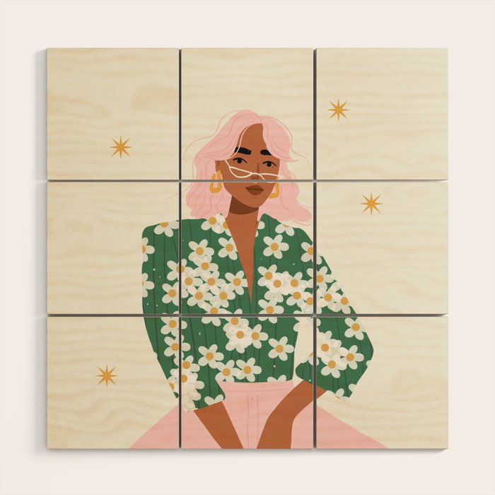Strike a Pose Pink and Green Palette Wood Wall Art Gallery Image 1