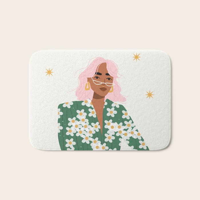 Strike a Pose Pink and Green Palette Bath Mat Gallery Image 1