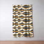 Hourglass Abstract Mid-century Modern Pattern in Charcoal Grey, Muted Mustard Gold, and Cream  Window Curtain Gallery Image 3