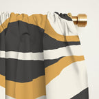 Hourglass Abstract Mid-century Modern Pattern in Charcoal Grey, Muted Mustard Gold, and Cream  Window Curtain Gallery Image 2