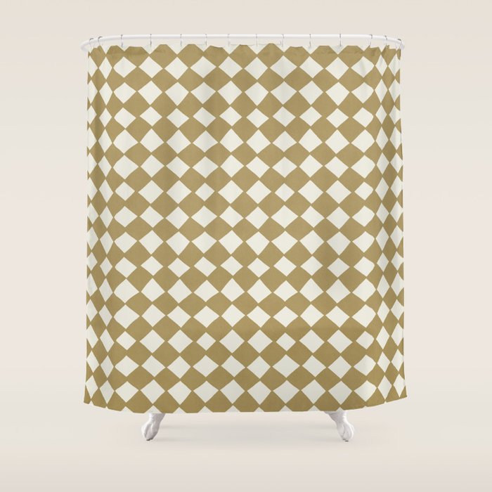 Diamond Pattern Abstract - Gold Beige Shower Curtain Gallery Image 1