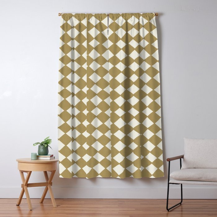 Diamond Pattern Abstract - Gold Beige Window Curtain Gallery Image 1