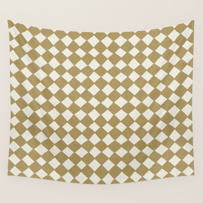 Diamond Pattern Abstract - Gold Beige Wall Tapestry Gallery Image 1