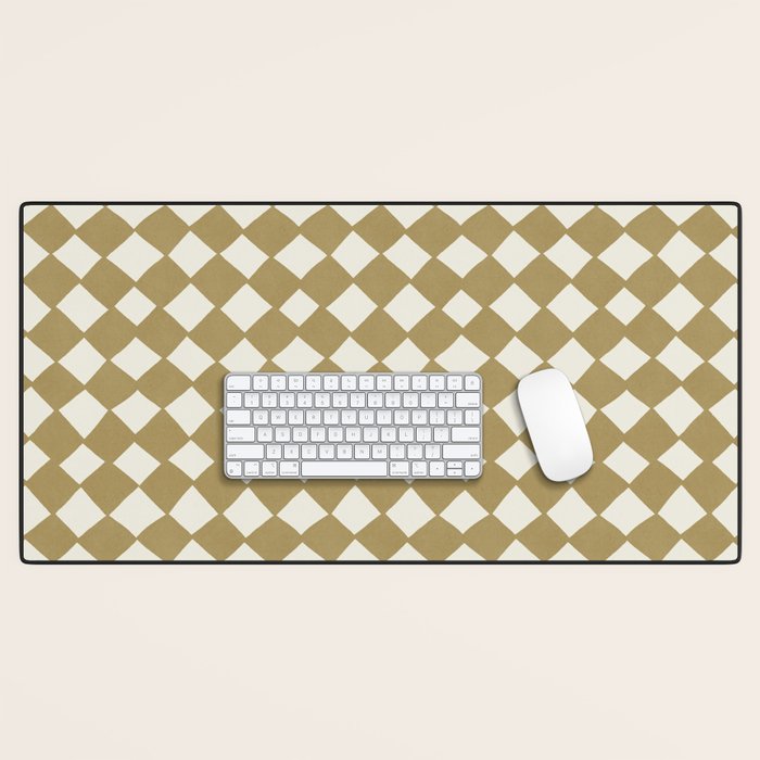 Diamond Pattern Abstract - Gold Beige Desk Mat Gallery Image 1