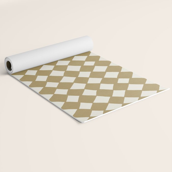 Diamond Pattern Abstract - Gold Beige Yoga Mat Gallery Image 2